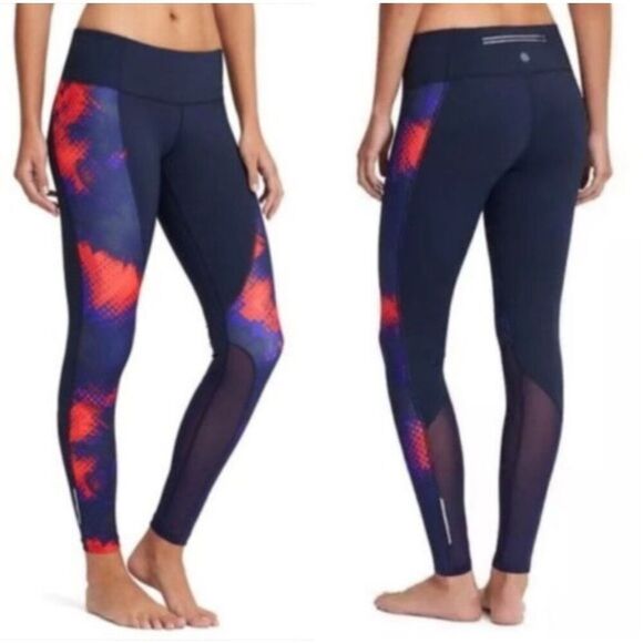 Athleta Pants - Athleta Electro Cobalt Blue Ankle Mesh Workout Run Athletic Leggings | Size M
